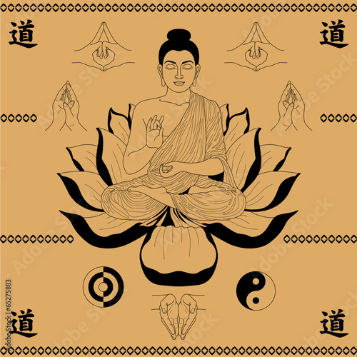 Buddha sitting in the lotus