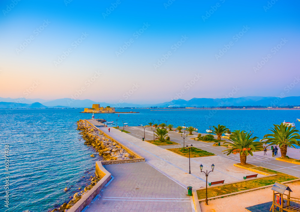 View of the port of Nafplio city in Greece