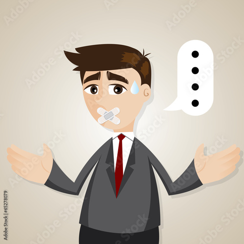cartoon mute businessman with plaster