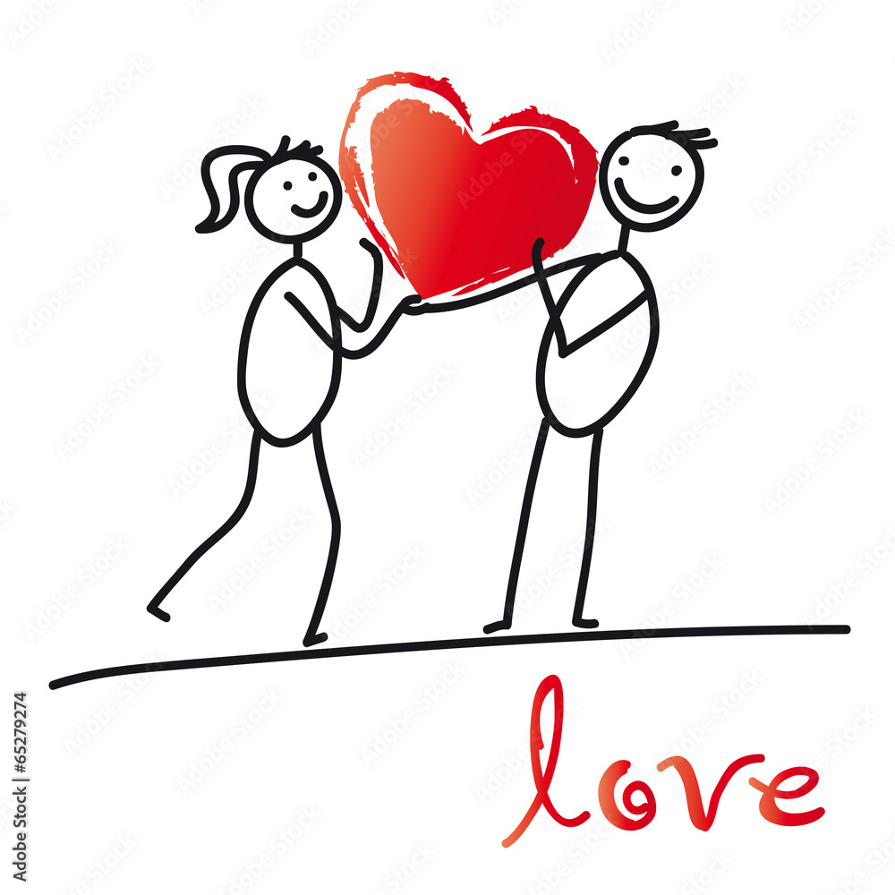 Vecteur Stock Wir lieben das Leben. Herzenssache - Verliebtes Paar hält ein  Herz und zeigt seine Liebe und Verbundenheit, love | Adobe Stock