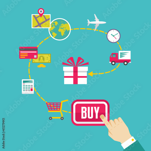 On-Line Shop and E-Commerce Creative Illustration