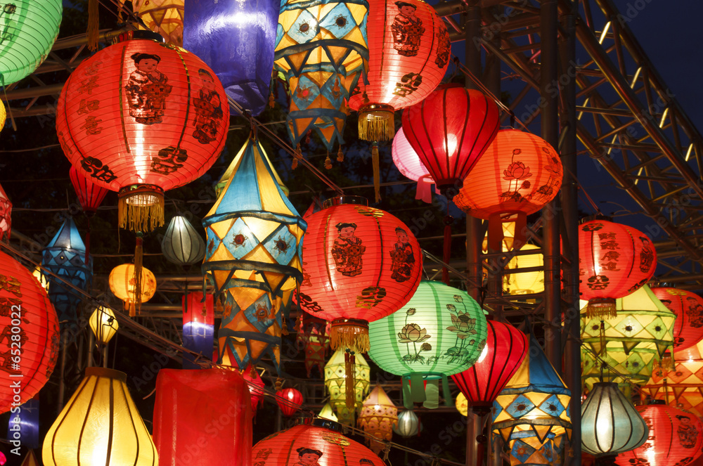 colorful international lanterns, Chiang Mai, Thailand