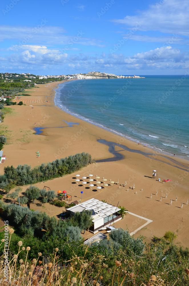 Long and wide beach in Vieste town
