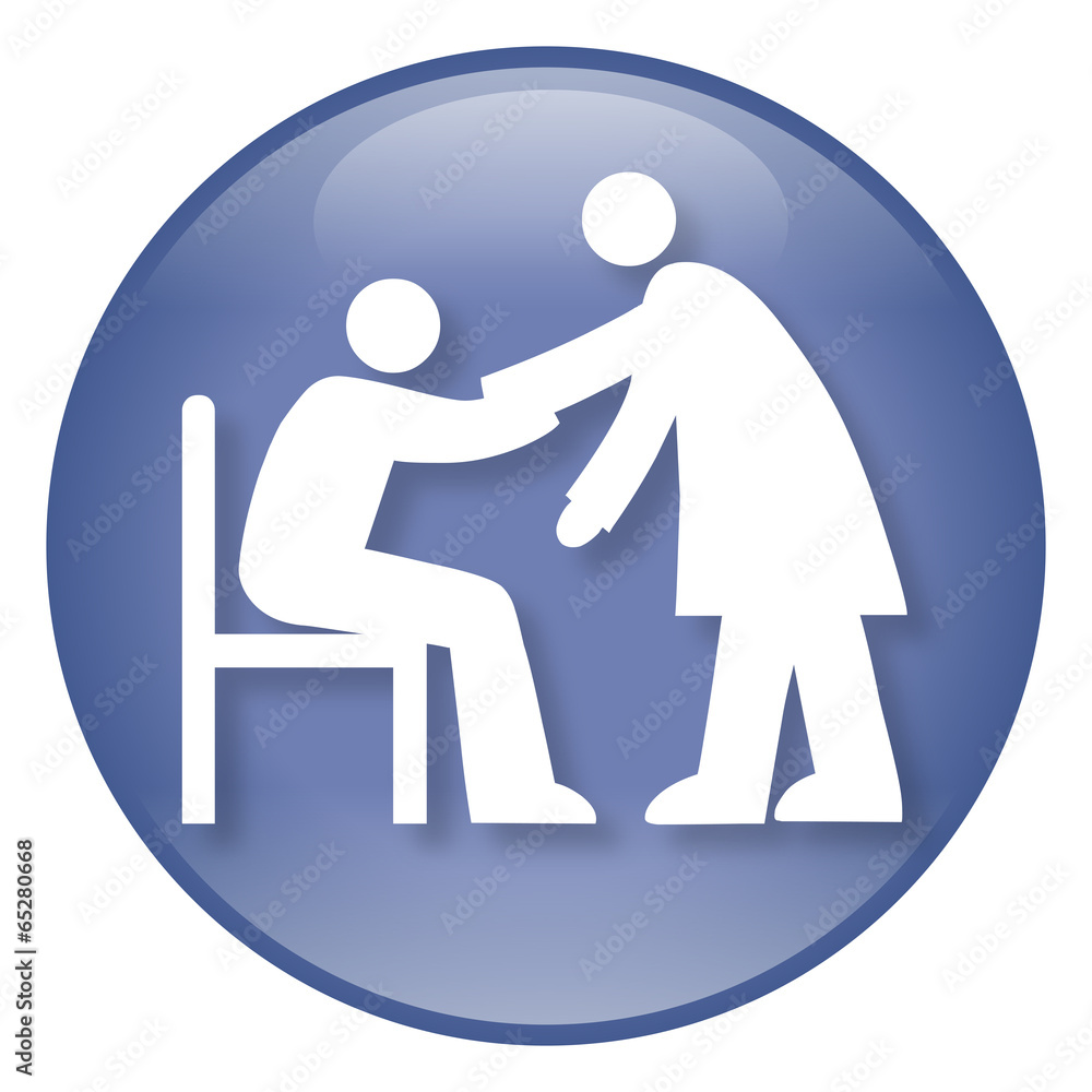 Blauer Button Altenpflege, Vektor und freigestellt Blauer Button Altenpflege, Vektor und freigestellt