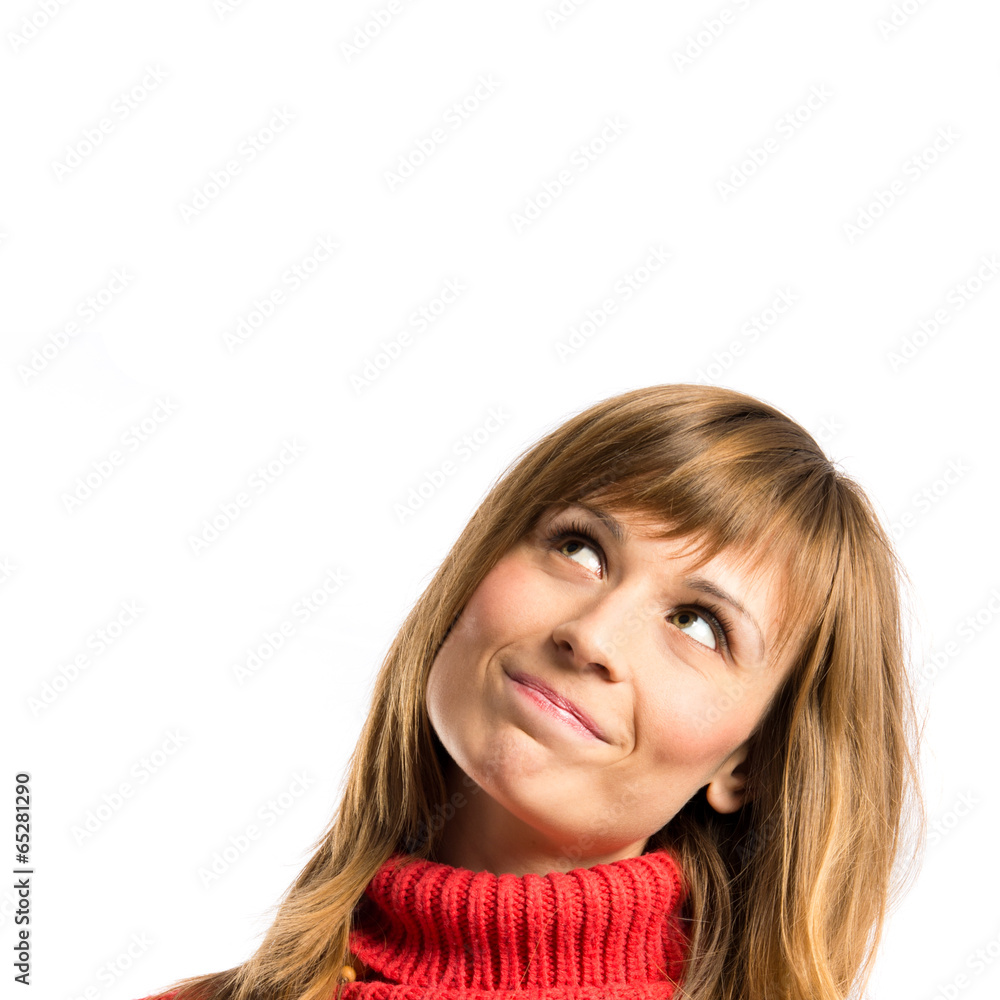 Young pretty blonde girl over white background. Young pretty blonde girl over white background.
