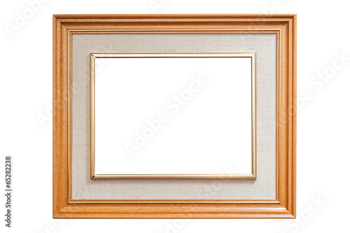 Artistic wood frame with burlap texture