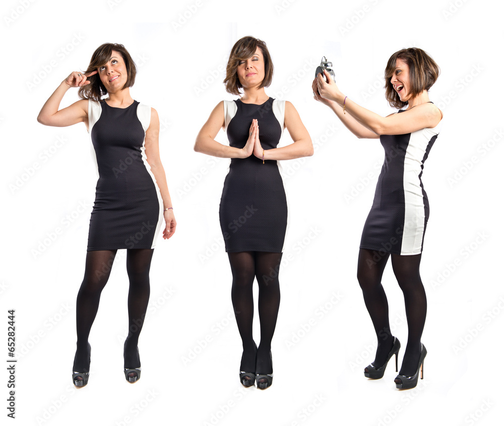 Fototapeta premium Woman making a crazy gesture over white background