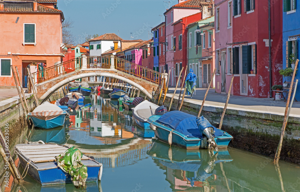 Venice - Houses over canal from Burano island