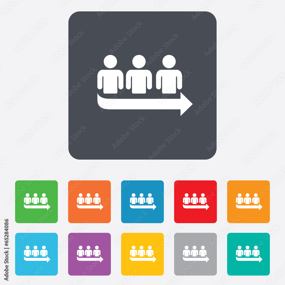 Queue sign icon. Long turn symbol. Queue sign icon. Long turn symbol.