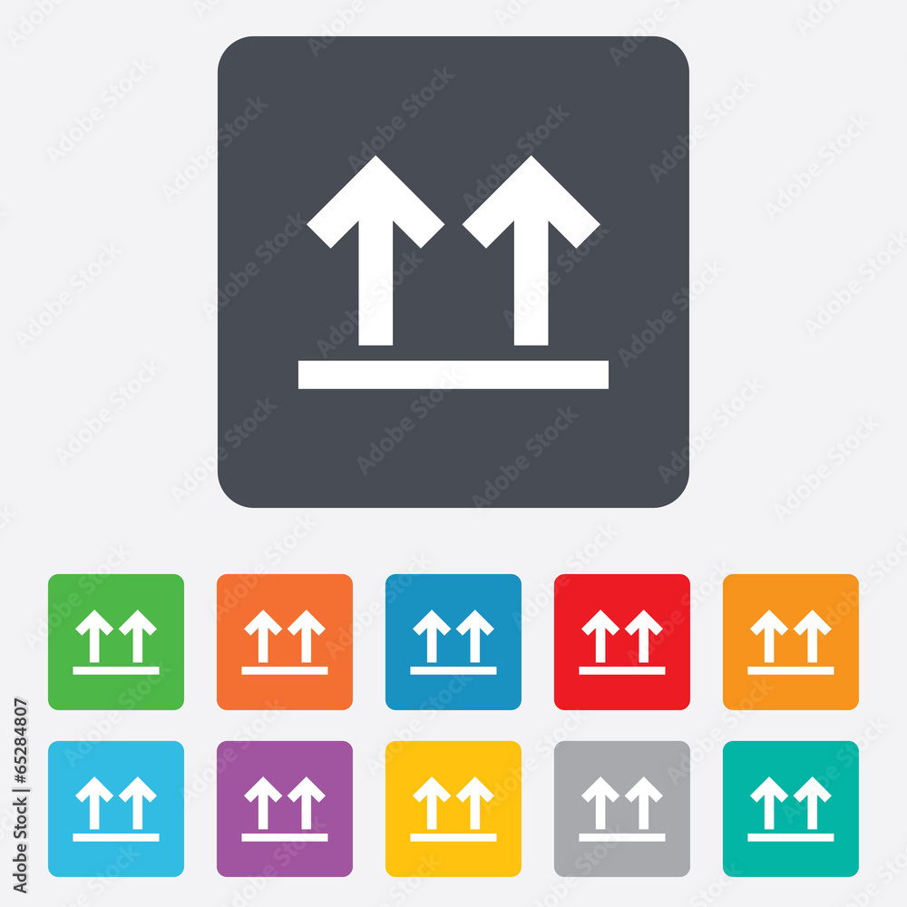 This side up sign icon. Fragile package symbol. This side up sign icon. Fragile package symbol.