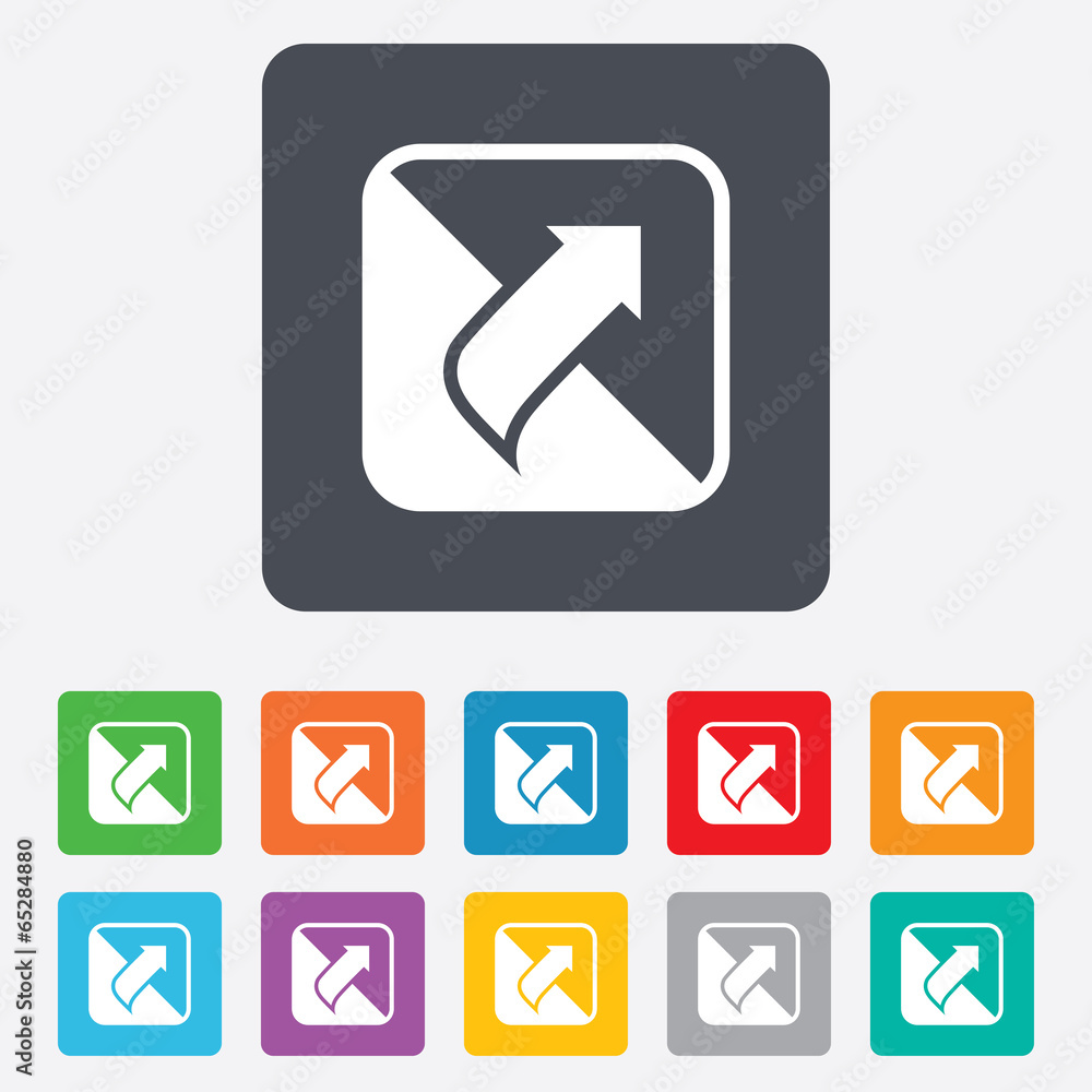 Turn page sign icon. Peel back sheet corner. Turn page sign icon. Peel back sheet corner.