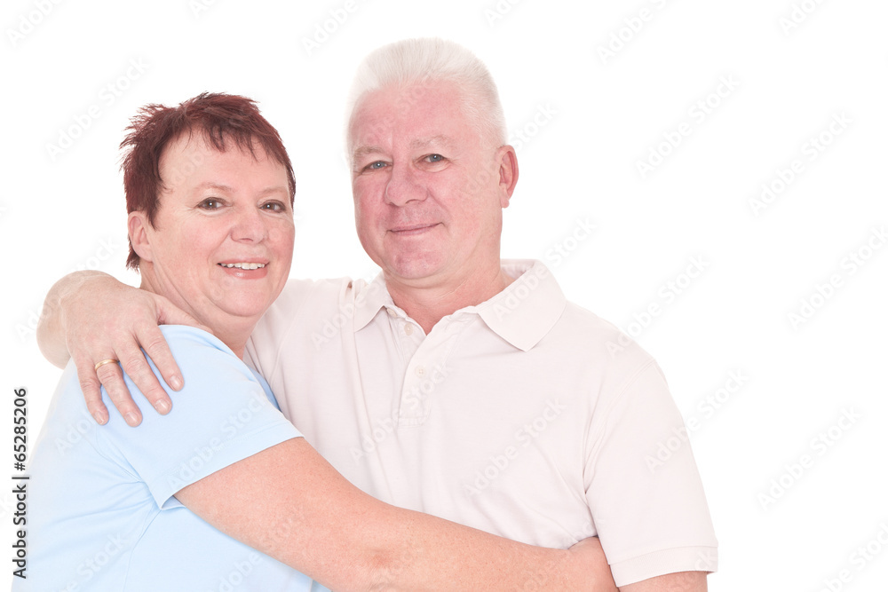 Happy seniors couple in love isolated over white background Happy seniors couple in love isolated over white background