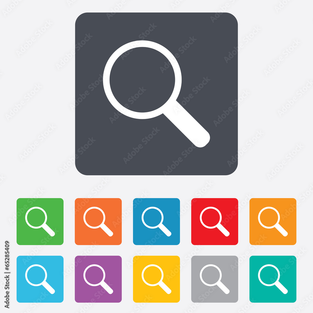 Magnifier glass sign icon. Zoom tool. Navigation Magnifier glass sign icon. Zoom tool. Navigation