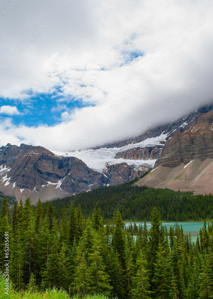 storm clouds over Crowfoot Glacier in Banff National Park