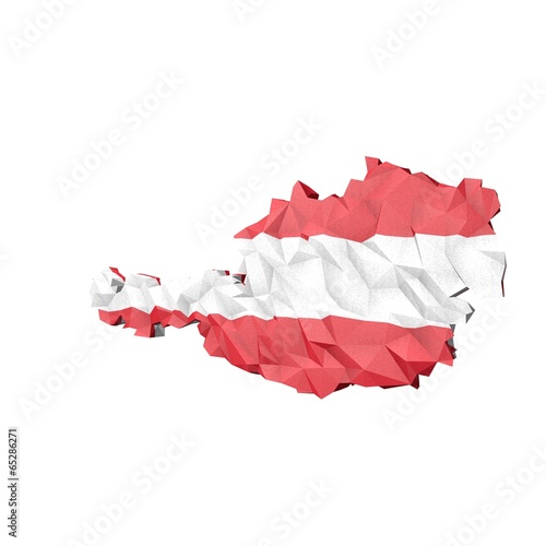 Low Poly Austria Map with National Flag