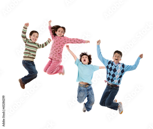Four children jumping