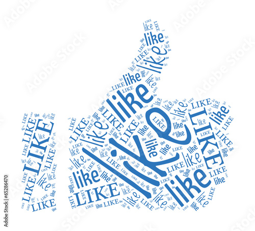 Social Like Concept - Thumb Up shaped word cloud