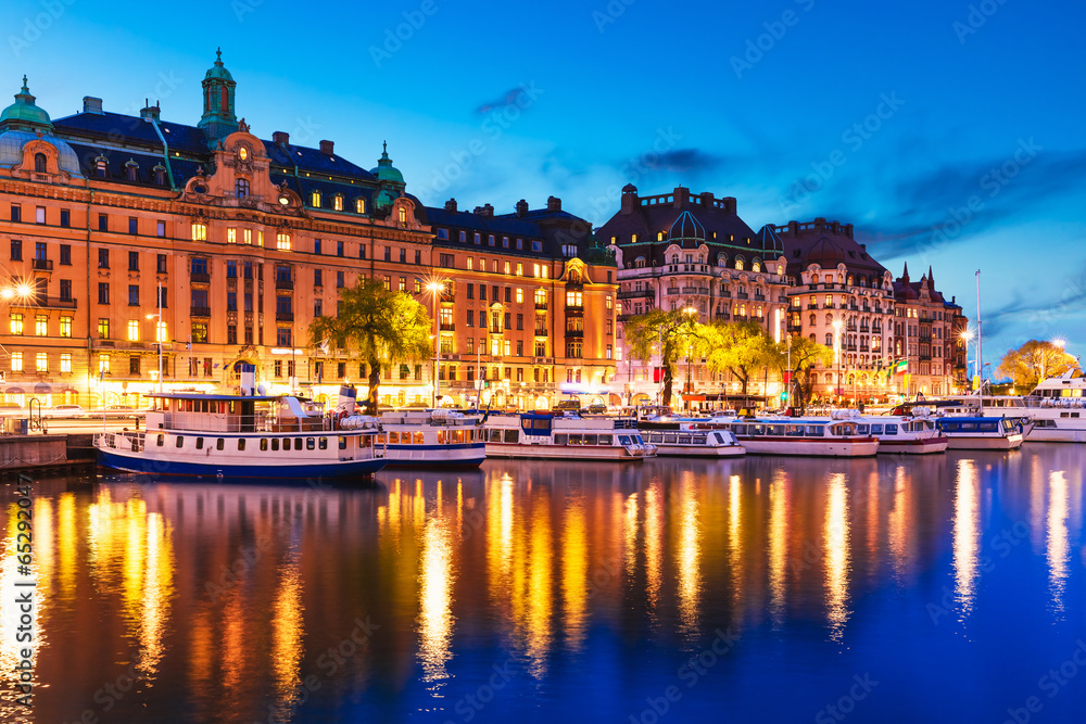 Naklejka premium Evening scenery of Stockholm, Sweden