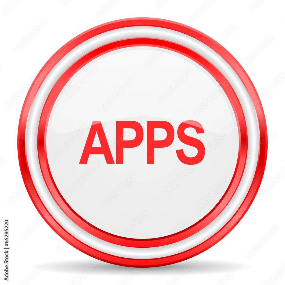 apps red white glossy web icon
