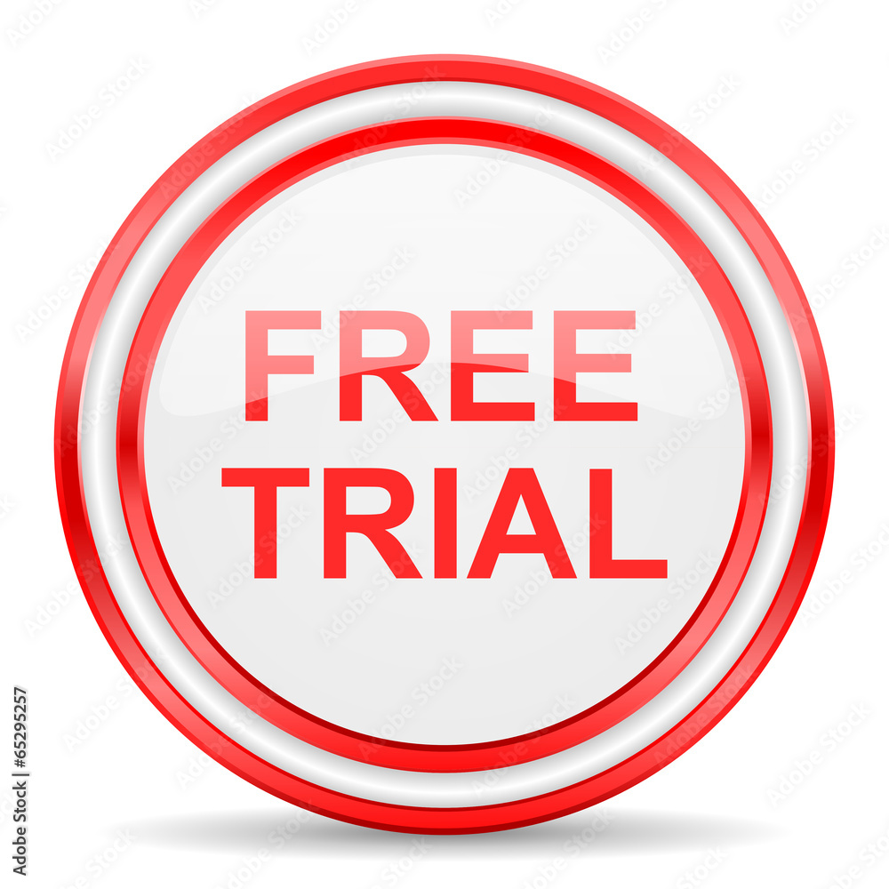 free trial red white glossy web icon free trial red white glossy web icon