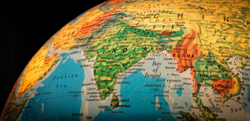 Wandcirkels India Wereldbol gericht op India  © marcyano79
