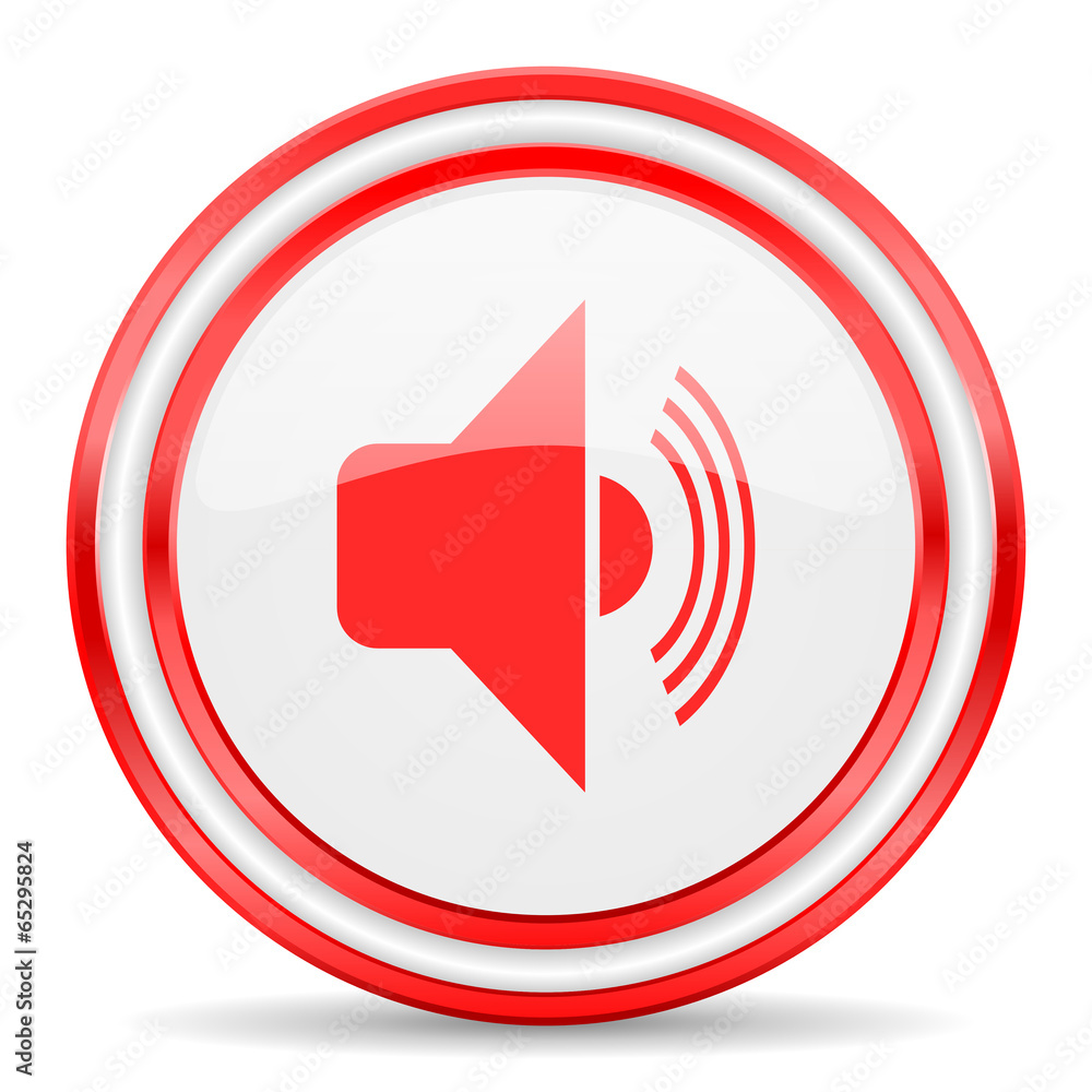 volume red white glossy web icon volume red white glossy web icon