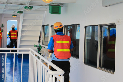 officer maintenance man on ferry koh samui travel, thailand