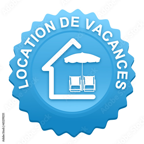 location de vacances sur bouton web denté bleu
