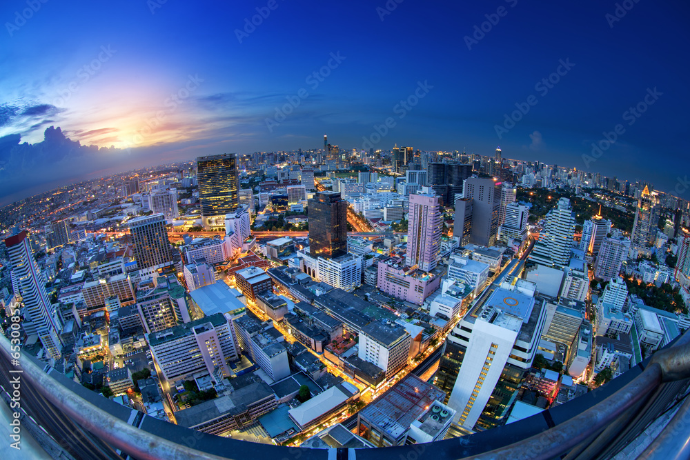 Bangkok city night view - obrazy, fototapety, plakaty 