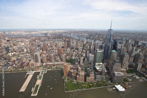 New York. Stunning helicopter view of lower Manhattan