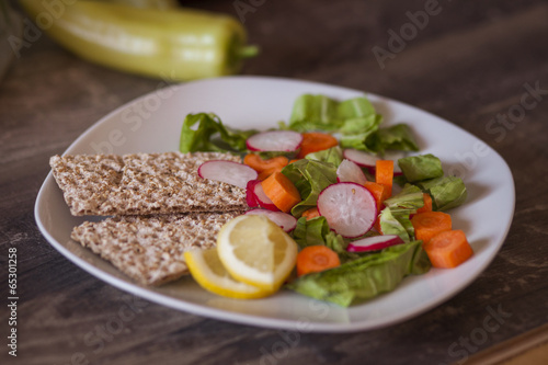 White plate with vegetables