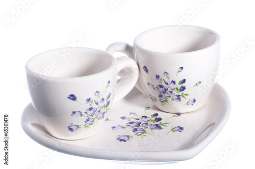 a two cups of coffee on white background