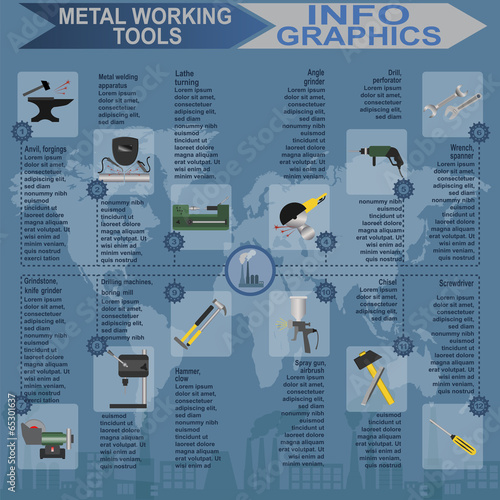 Set of metal working tools Infographics