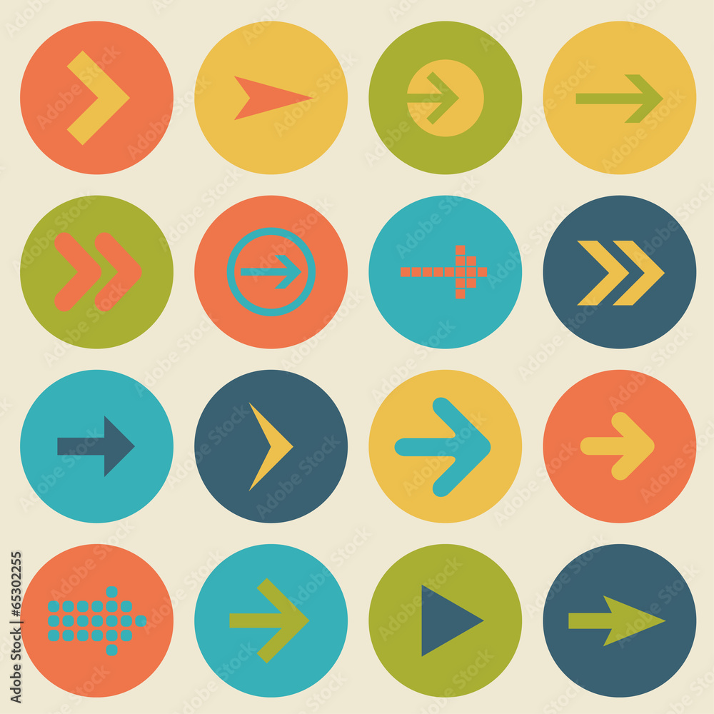 Arrow sign icon set, flat design, vector illustration of web Arrow sign icon set, flat design, vector illustration of web