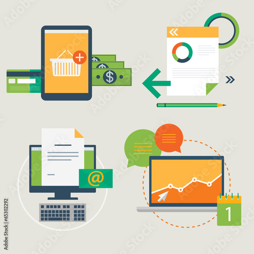 Modern flat icons vector collection, web design objects,