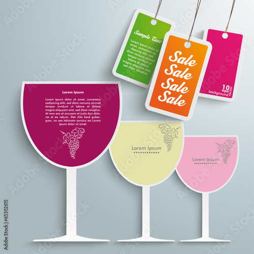 3 Colored Wineglasses Price Stickers