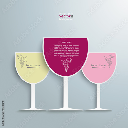 3 Colored Wineglasses photo