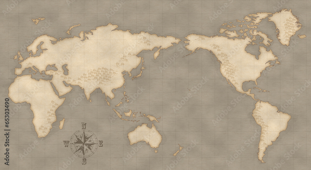 アンティーク風な世界地図