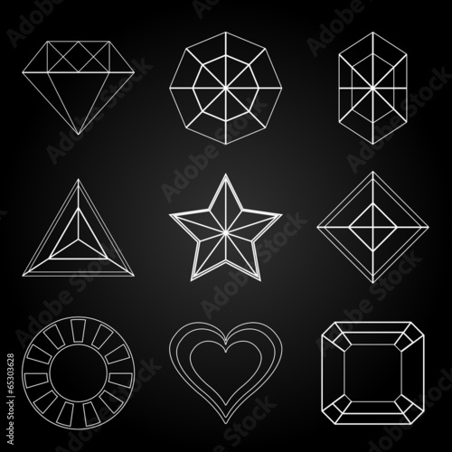 General gem shape icons on dark background