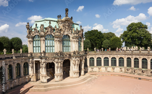 Old rococo palace in hot sunny day, Dresden, Germany