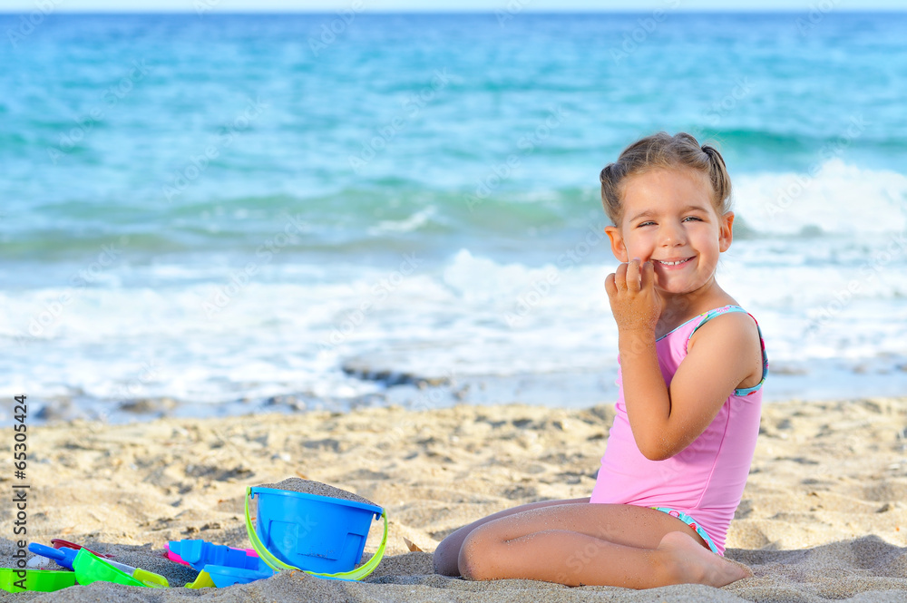 Toddler girl at beach Toddler girl at beach