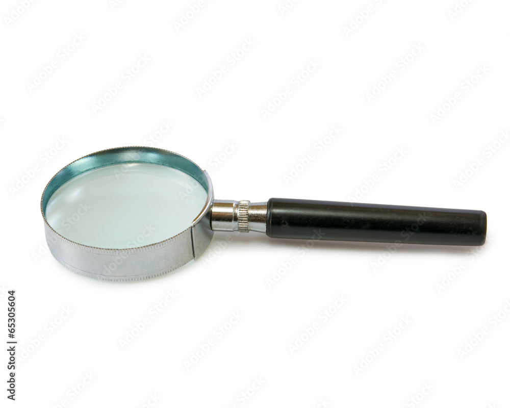 Isolated image of magnifying glass on white background closeup Isolated image of magnifying glass on white background closeup