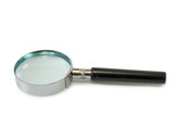 Isolated image of magnifying glass on white background closeup
