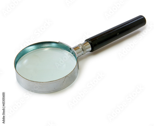 image of magnifying glass on white background closeup