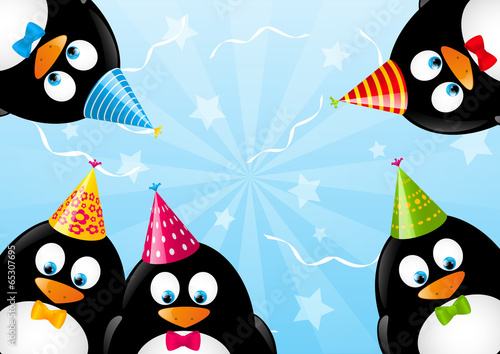 Birthday card with funny penguins