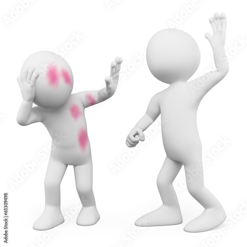 3D white people. Abuse