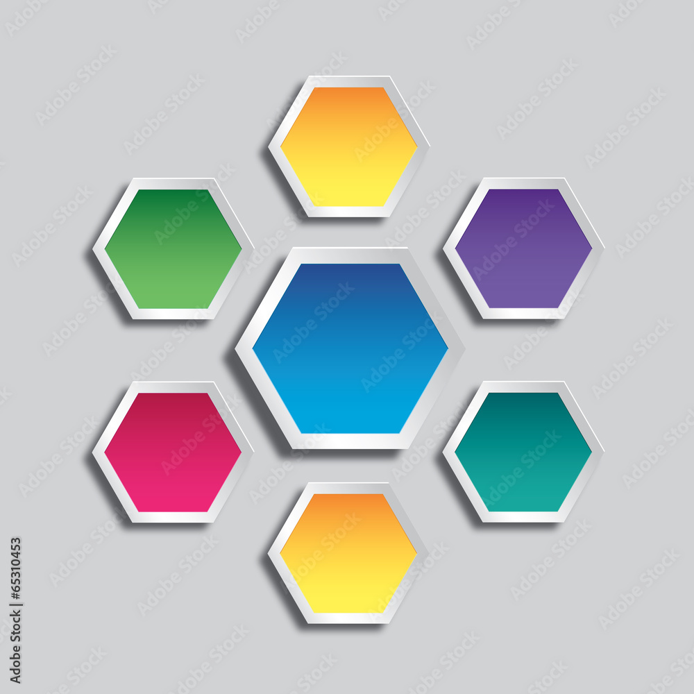 Hexagones couleurs plus un central Hexagones couleurs plus un central