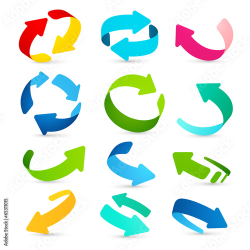 Set of colored arrows icons. Vector