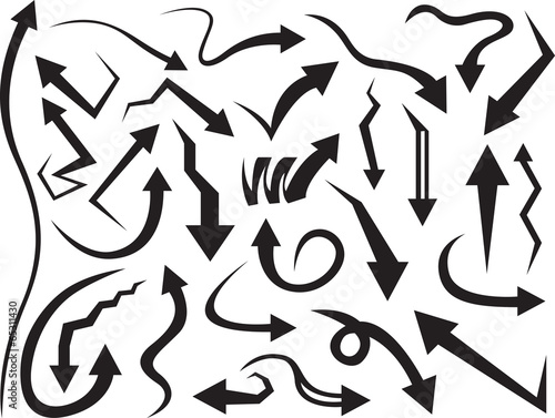 Set of arrows illustrated on white