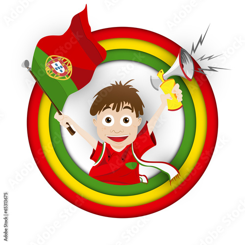 Portugal Soccer Fan Flag Cartoon